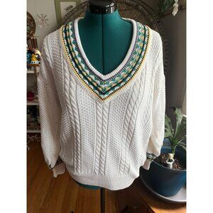 Vintage 90s Chunky Deep V Cozy Sweater Country Traditionals by Pendleton